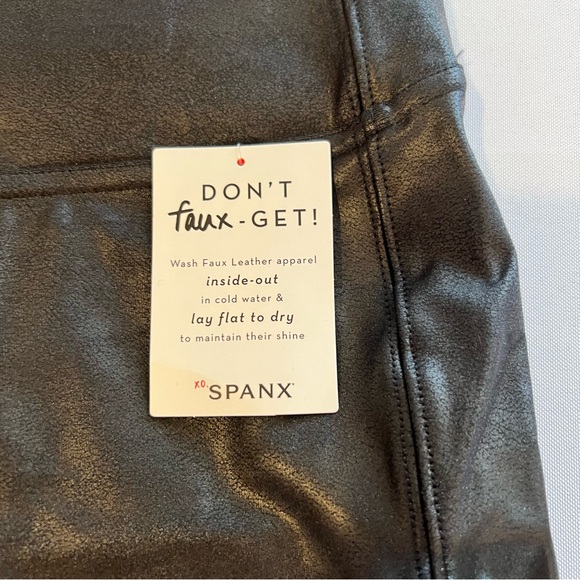 Spanx Faux Leather Leggings, Black, Size L - Picture 2 of 4